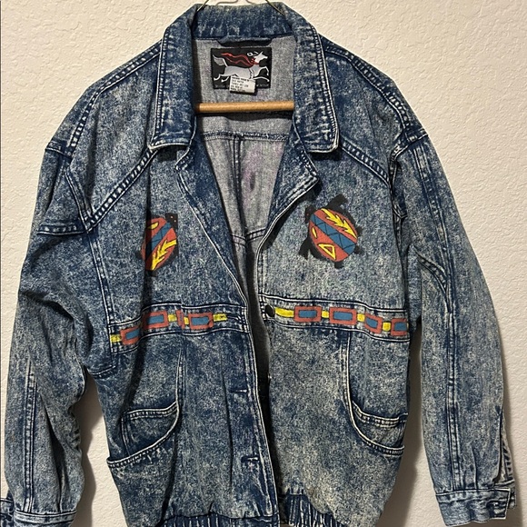 Other - Vintage Denim Jacket with Colorful Accents 80’s